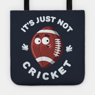 cartoon joyful american football ball mascot smiling It's Just Not Cricket Tote