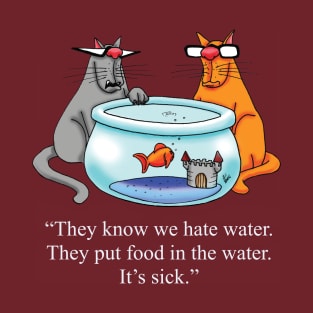 Funny Spectickles Cat and Fish Humor T-Shirt