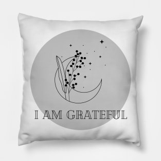 Affirmation Collection - I Am Grateful (Gray) Pillow