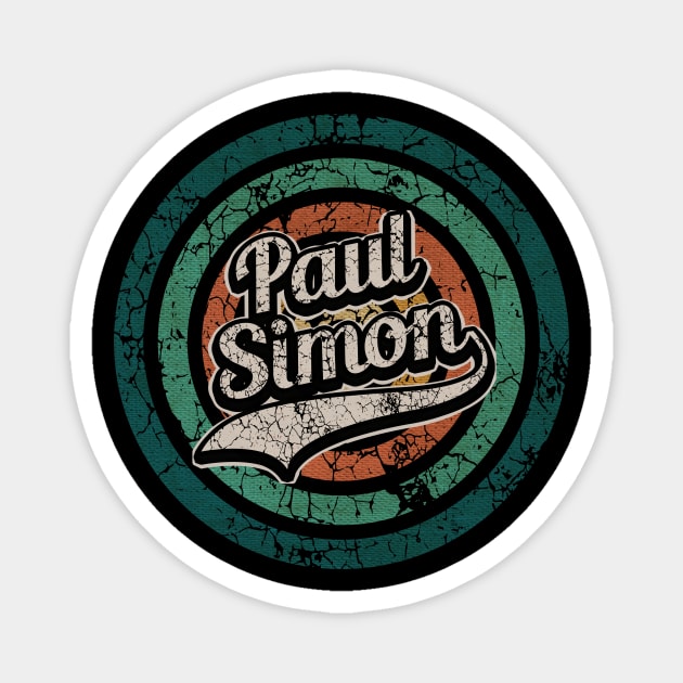 Paul Simon // Retro Circle Crack Vintage Magnet by People Mask