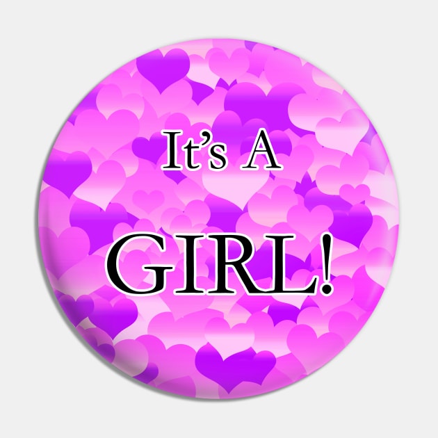 It's A Girl! Lavender Hearts Pin by BlakCircleGirl