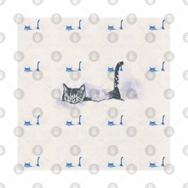 Cat walking in snow T-shirt Mug Sticker by Anna Bae Art