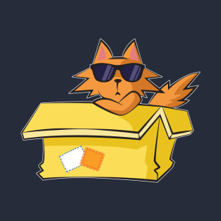 Cat with sunglasses sitting in a box T-Shirt