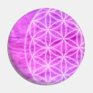 Flower of Life Pink Red Violet Watercolor Ombre Geometric Shape Pin