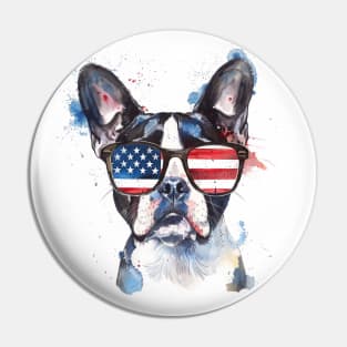 Boston Terrier 'Merica Sunglasses Pin