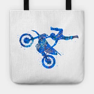 Motocross freestyle blue art Tote