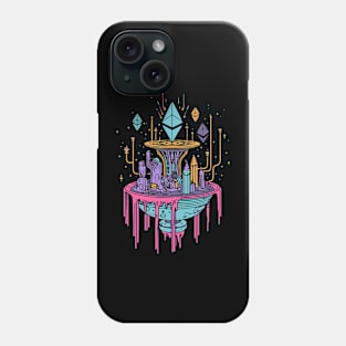 Retro futuistic ethereum fountain Phone Case