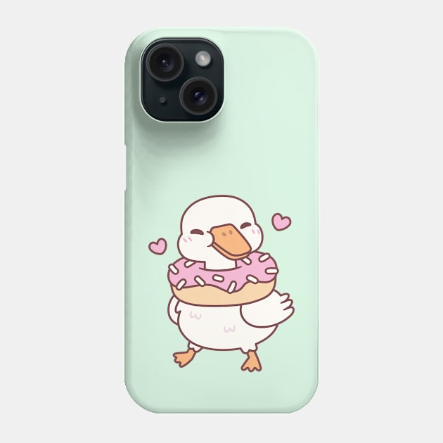 Cute Goose With Donut Around Neck Phone Case by rustydoodle