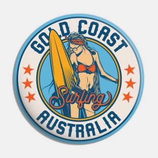 Vintage Surfing Badge for Gold Coast, Australia Pin