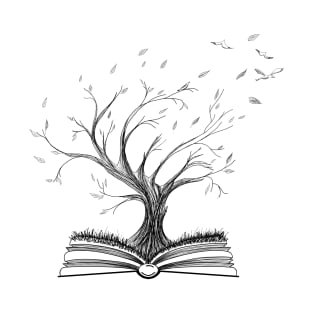 Life and Knowledge Tree Growing from Opened Book T-Shirt