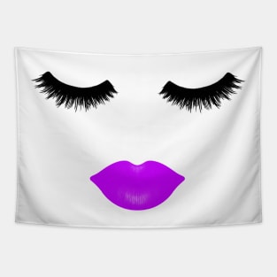 Purple Lips and Eyelashes Tapestry