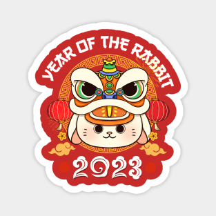 Dabbing Rabbit Yin Yan Zodiac Chinese New Year Rabbit 2023 Magnet