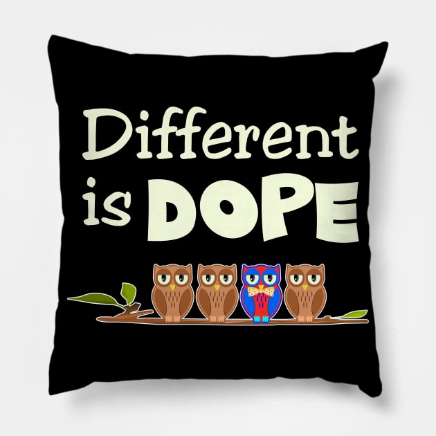 Different is Dope Pillow by Slap Cat Designs