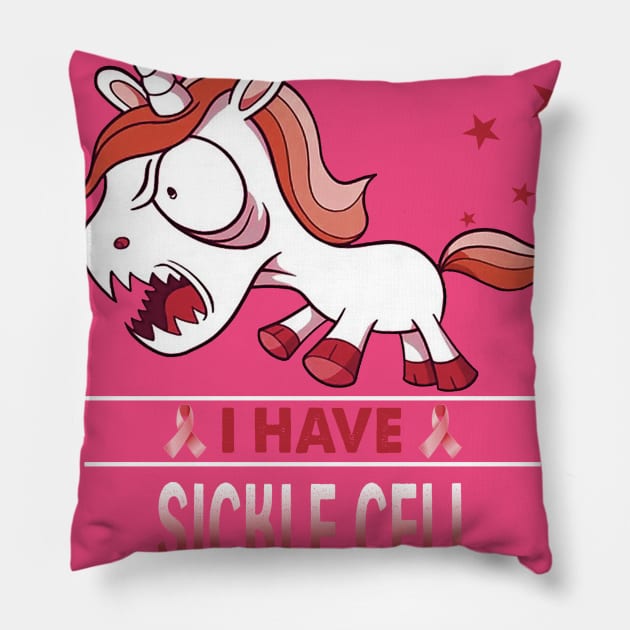 funny sickle cell grumpy unicorn warrior Pillow by TeesCircle