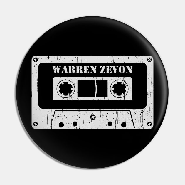 Warren Zevon - Vintage Cassette White Pin by FeelgoodShirt