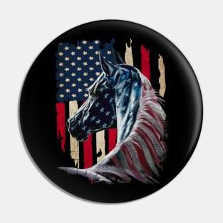 Horse American Flag Pin