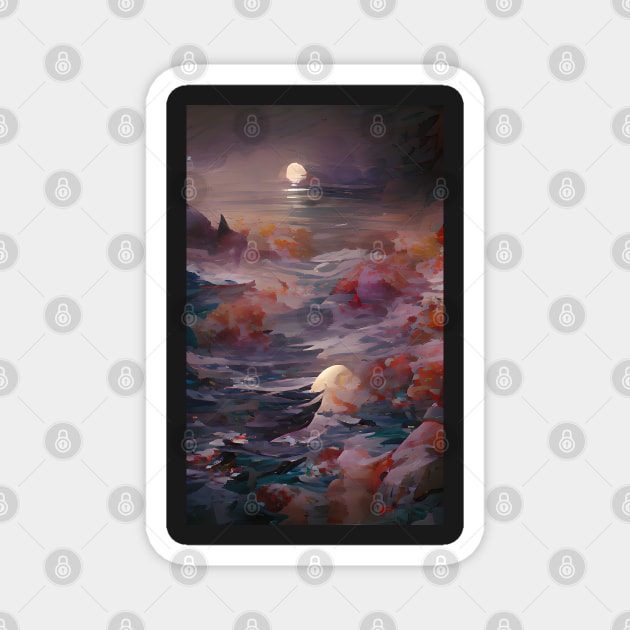 Moonlit Waves Ocean Dream Art Magnet by Holisticfox