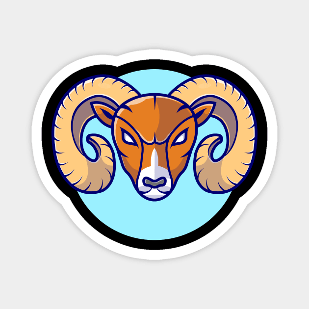 Angry Ram Mascot Cartoon Vector Icon Illustration Magnet by Catalyst Labs