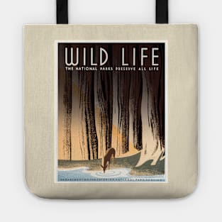 Restored USA Dept of the Interior and National Park Service Wildlife Preservation Poster Tote