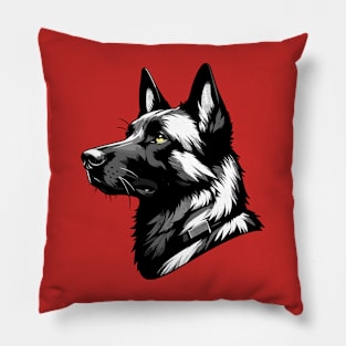 Stunning and Cool Belgian Malinois Monochrome and Gold Portrait for Father's Day Pillow