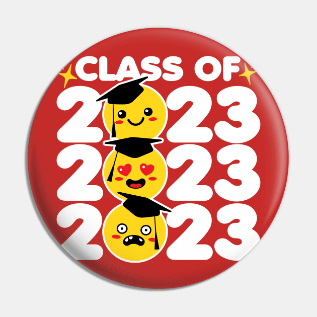 Class of 2023 Funny Kawaii Faces Pin by DetourShirts