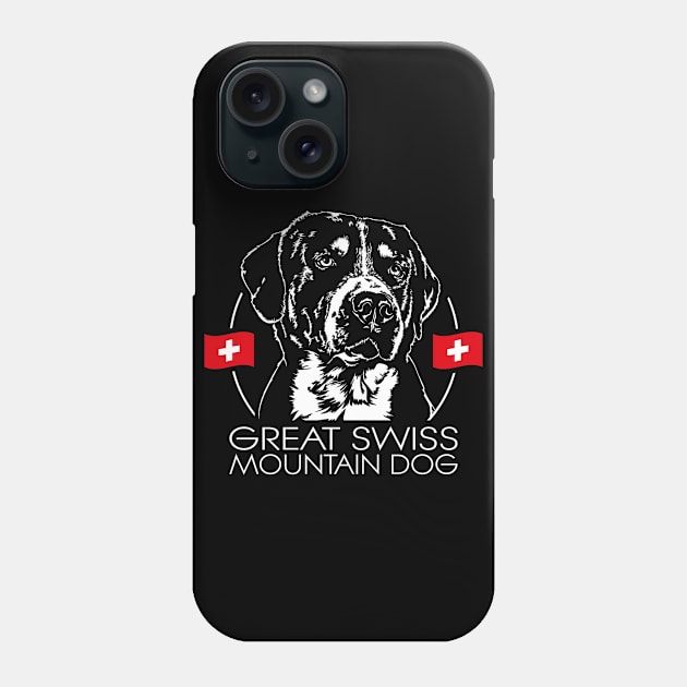 Great Swiss Mountain Dog portrait dog lover Phone Case by wilsigns