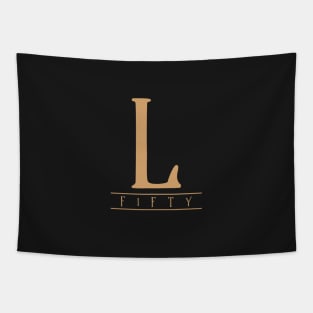 L (Fifty) Gold Roman Numerals Tapestry