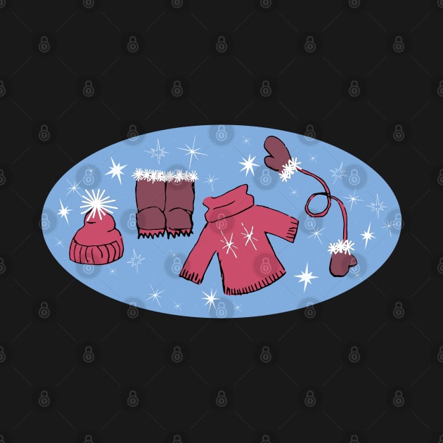 Winter weather snow lover gear cartoon illustration by Angel Dawn Design