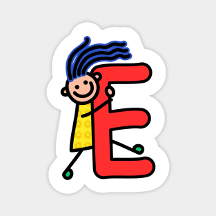 Letter E for girls alphabet Kids Colorful Cartoon Character Magnet