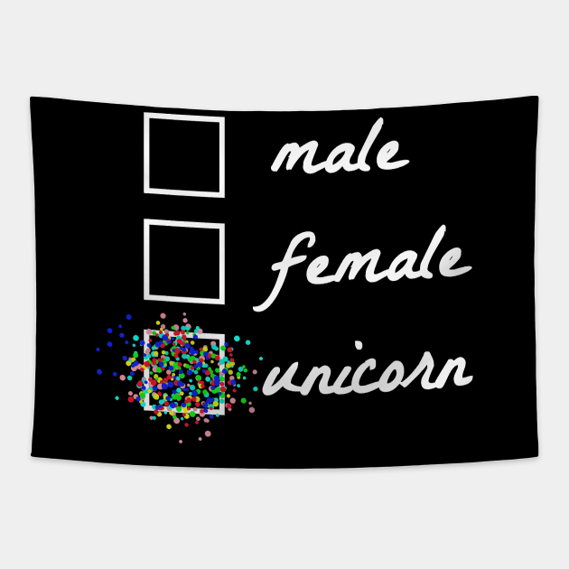 Unicorn gender identification - design Tapestry by Qwerdenker Music Merch