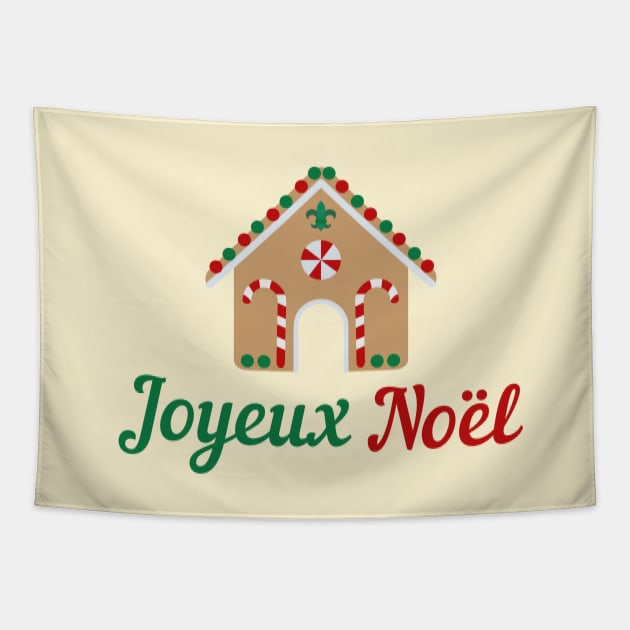 French Christmas Design Joyeux Noel Gingerbread House France Gift Tapestry by InnerMagic