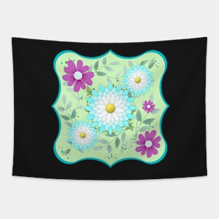 FLORAL PRINT SHOWER CURTAIN | Mothers Day Gift Ideas | Purple Green Blue and White Teal Flowers Tapestry