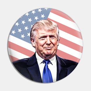 Trump Illustration on American Flag Pin