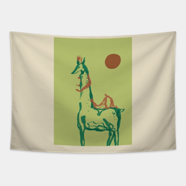 Long Dear And Sun Painting Tapestry by Peach Melt