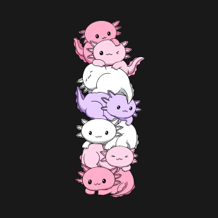 Pomosexual Flag Axolotl Pile Kawaii Pomosexual Pride LGBTQ Gift T-Shirt