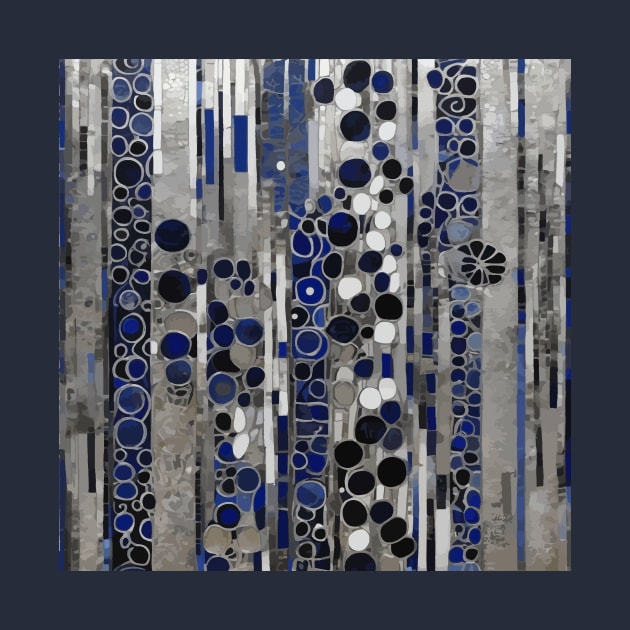 Blue Silver White Abstract Flowers After Klimt by bragova