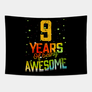 9th Birthday Girl Gift Vintage Retro 09 Years Of Being Awesome Gifts Funny 9 Years Old Boys Kids Tapestry