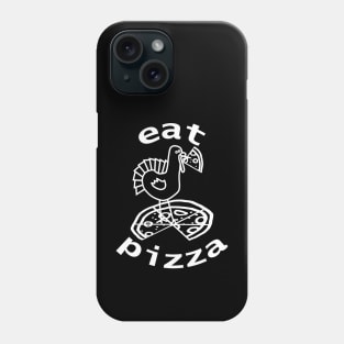 White Line Drawing Turkey Eating Pizza For Thanksgiving Phone Case