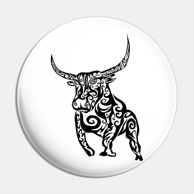 Tribal Bull Tattoo Pin by ppandadesign