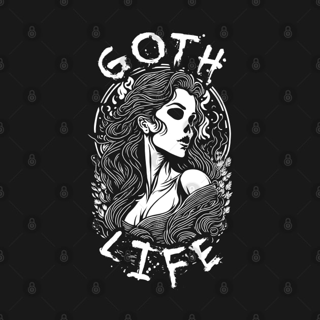 Gothic Skull Girl Portrait - Goth Life by TMBTM