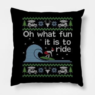 Ugly Christmas Sweater Fun to Ride Wave Surfing Pillow