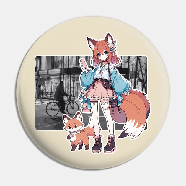 Nekomimi Fashion Girl - Cute Anime Cat Girl Design Pin by Otaku in Love