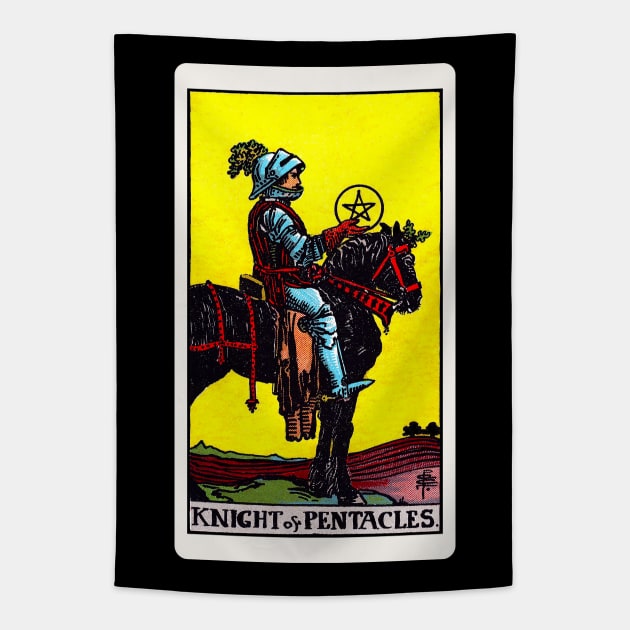 Card #75 - Knight Of Pentacles - Rider Waite Smith Tarot Tapestry by RetroFitted