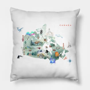 Illustrated Map of Canada Pillow