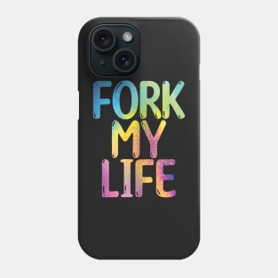 Fork My Life Leather Rainbow Punny Statement Graphic Phone Case