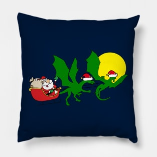 Dragon Reindeer Christmas Sleigh Pillow