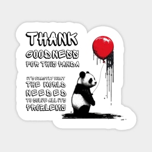 Panda with Red Balloon - A Satirical Take on Banksy's Girl with Balloon Magnet