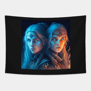 Twin Viking Females Tapestry