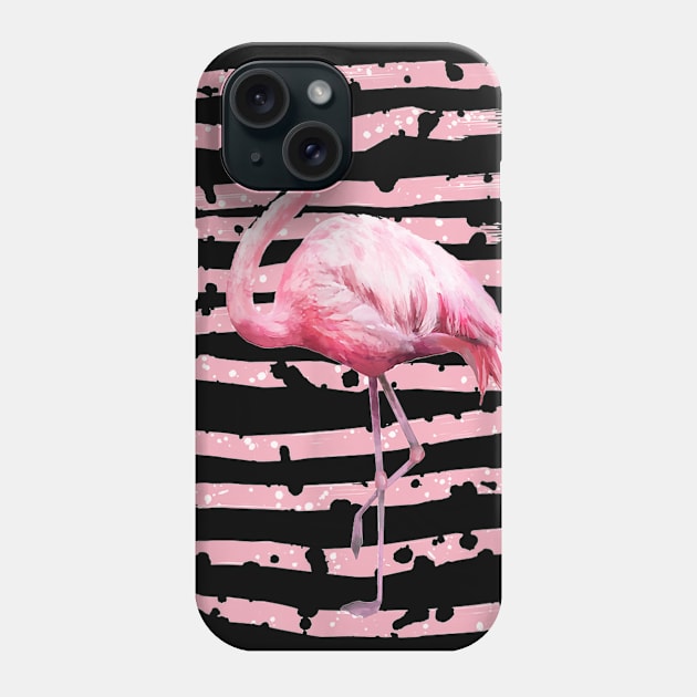 Flamingo and Tropical Summer Geometric Design Phone Case by Ortizhw