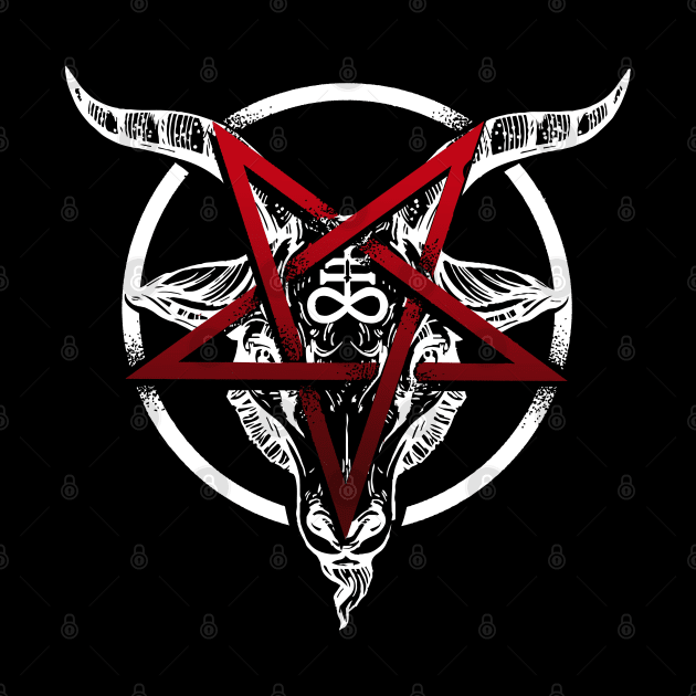 Satan Baphomet, goat and reversed pentagram star. by VinagreShop